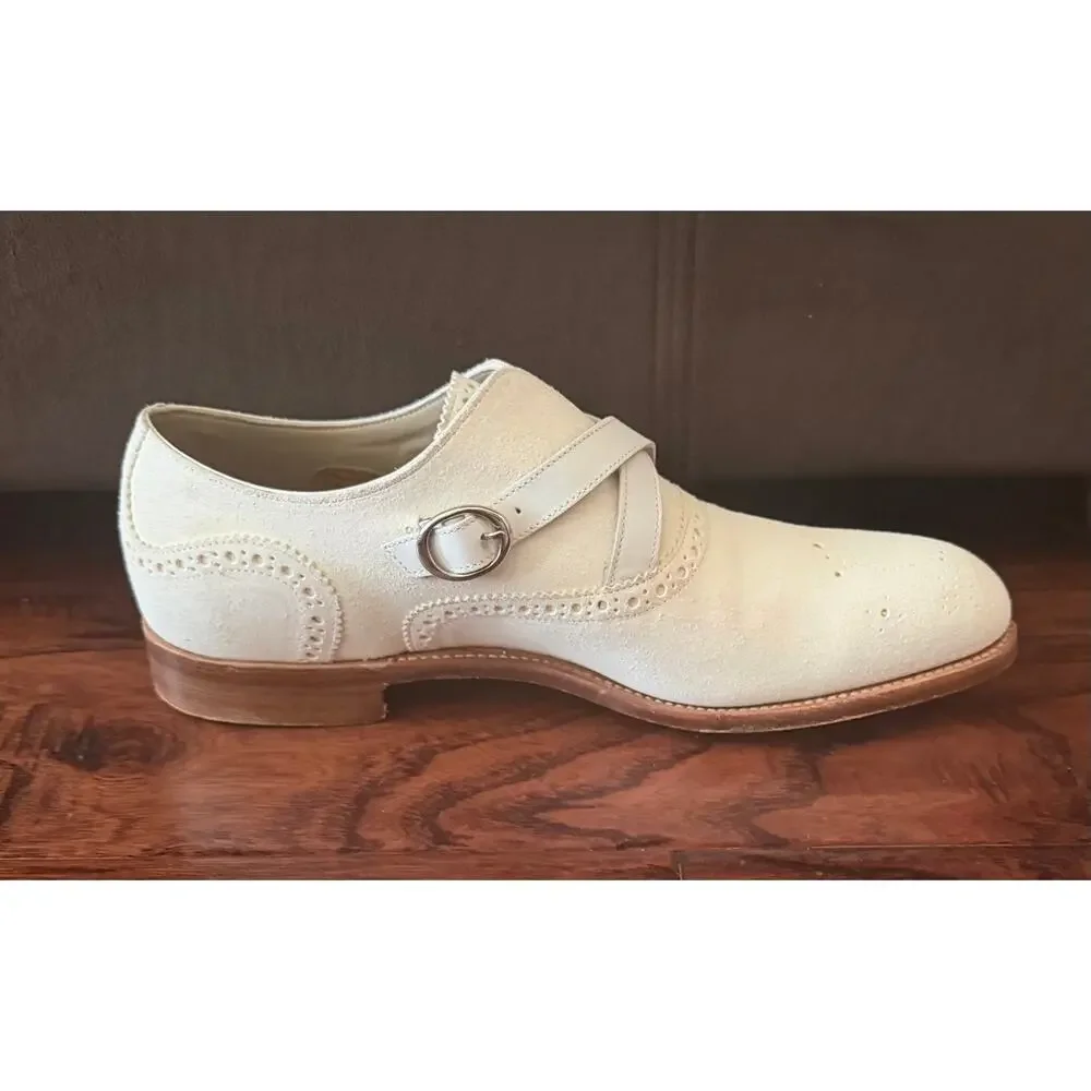 $1,095 New – shop wear Baker Black Cream Suede Brogue Monk Strap Shoes 8(41)